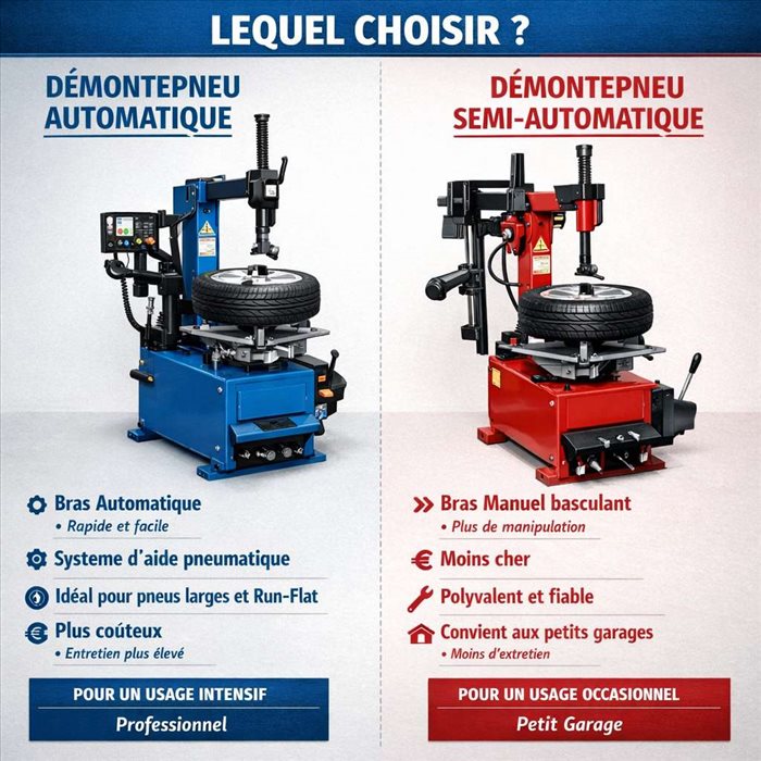 Démonte-pneu automatique ou semi-automatique : lequel choisir ?